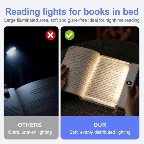 3 QCQHDU Smart Led Reading Light, Book Lights for Reading at Night, Rechargeable Clear Flat Reading Lights with Colors