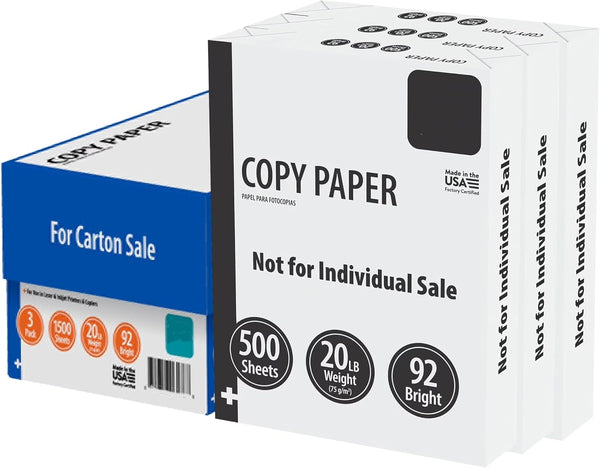 Generic Copy Paper, 8.5" x 11", 92 Bright, White, 20 lb., 1,500 Sheets,