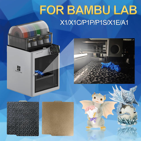 IdeaFormer Smooth Diamond PEO+Textured PEI Plate for Bambu Lab X1 X1C P1P P1S A1, Double Sided Build Plate for 3D