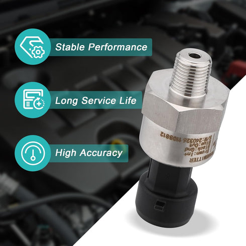 200 PSI Pressure Transducer Sender Sensor with 1/8" -27 NPT 316 Stainless Steel Thread for Oil Fuel Air Water