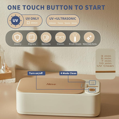4 47KHz Nkove Ultrasonic Jewelry Cleaner with Retainer-Safe Tray, Timer Modes, Ultrasonic Cleaner Machine for Jewelry