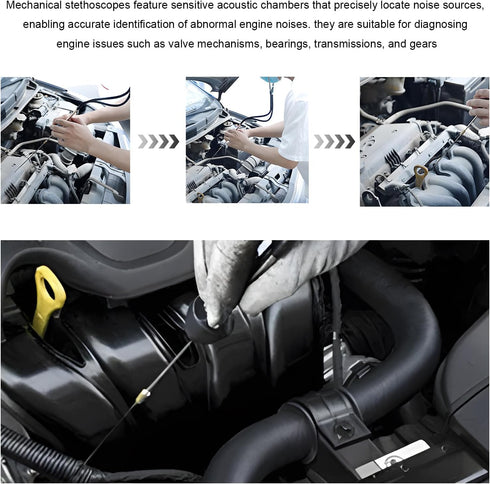 VCYOPN Car Mechanic Stethoscope, Auto Cylinder Noise Diagnostic Tool with Extended Probe, Professional Engine Sensitive