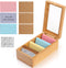 Zonvium Bamboo Index Card Holder, 3x5 Bamboo Index Note Business Card Box with