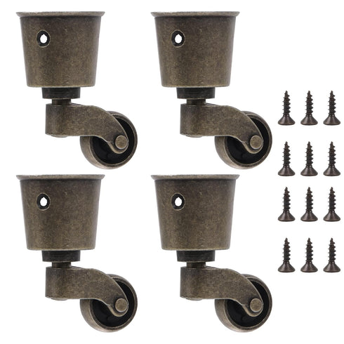 4PCS 2.6 1.5 Inch Cups Swivel Wheel Caster x Vintage Swivel Round Cup Caster for Furniture, Piano Stands, Tables