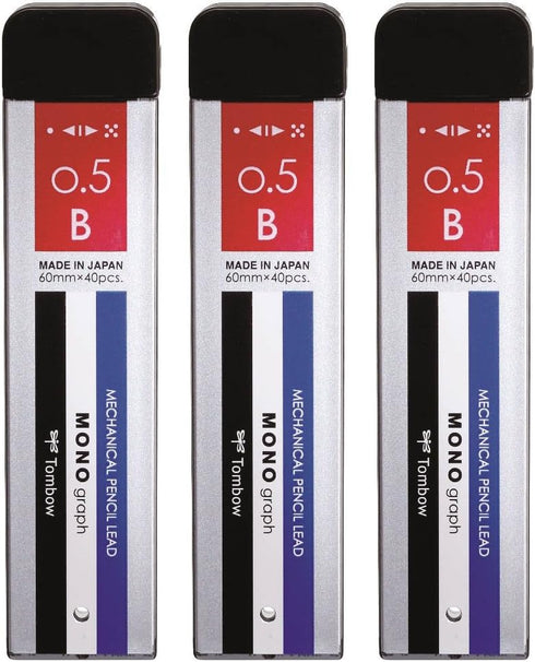 Tombow ECG-320 Monograph MG Mechanical Pencil Lead, 0.5 B, 3 Pieces