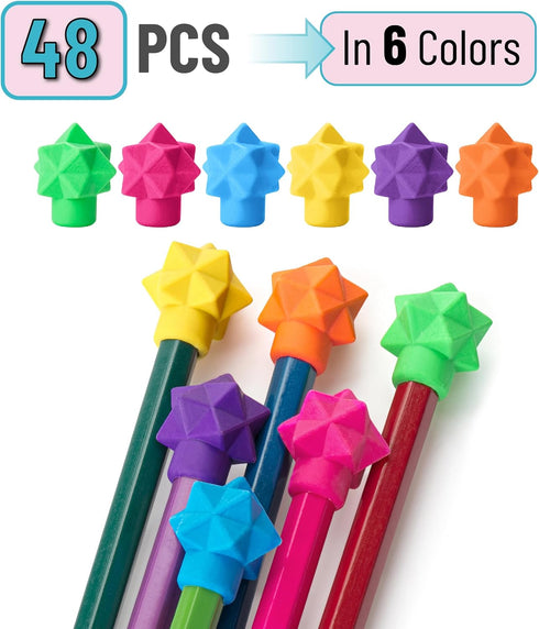 Mr. Pen Pencil Erasers Toppers, 48 Pack, Vibrant Colors, Pencil Cap Erasers, Eraser Tops, Pencil Topper Erasers