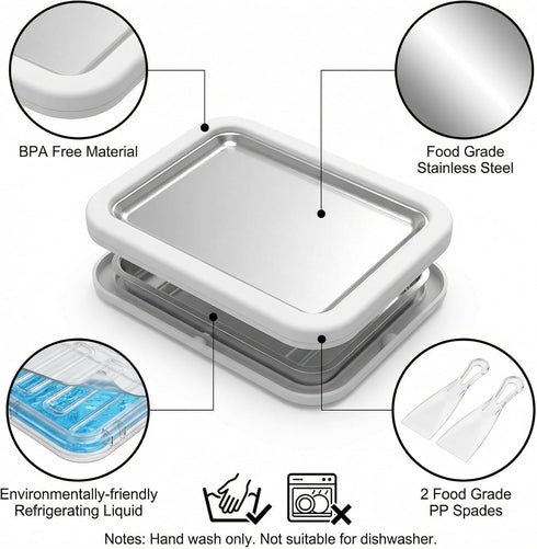 2 New Rolled Ice Cream Maker, Diy Homemade Rolled Myfroroll Ice Cream Tray, At Home Rolled Ice Cream Kit with Scrapers