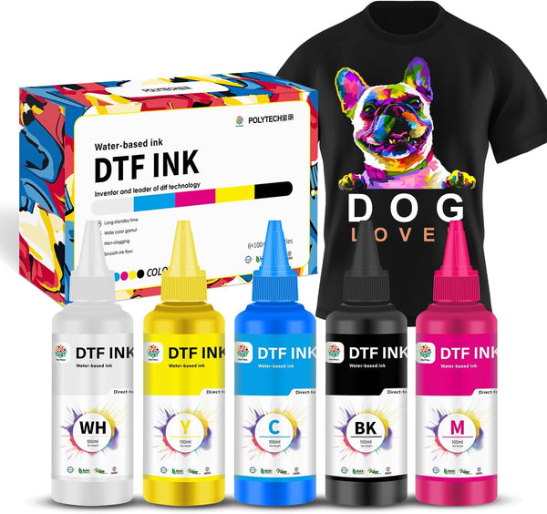 Polytech DTF Ink 600ML, Premium Ink for DTF Transfer Film, Vibrant Color, Compatible with EPSON et 8550, XP15000
