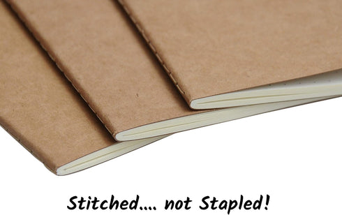 Wanderings Blank Passport Size Travelers Notebook Inserts, 3.5" x 5", 80gsm Paper, 3 Booklets