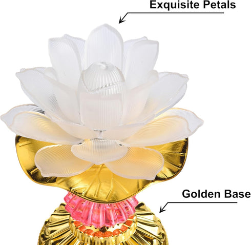 Omeet Colorful LED Lotus Buddhist Lamp, Gradient Buddha Light for Worship, Prayer and Display, Low Power Consumption