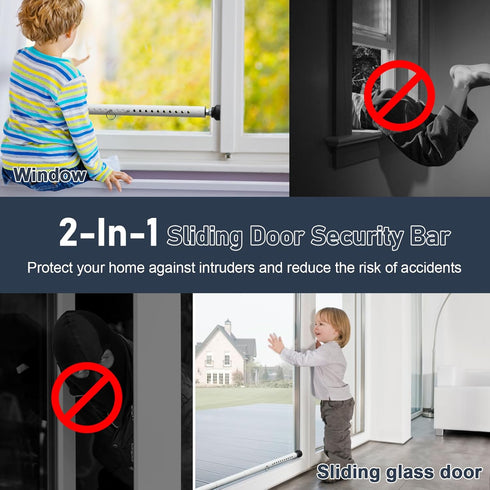 USDeikour 18-50inchs Bar,1.18Childproof Sliding Glass Door Lock - Adjustable Sliding Door Security Bar&Window Security