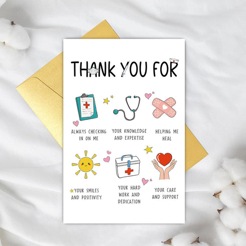 Supoeguk Cute Thank You Card for Doctor Nurse, Funny Healthcare Worker Appreciation Cards Gifts, Medical Staff
