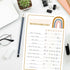 Modern Rainbow Responsibility Chart Sticky Note Pad, 50 Sheets, 8" x 11.5" Boho Chore Tracker Checklist