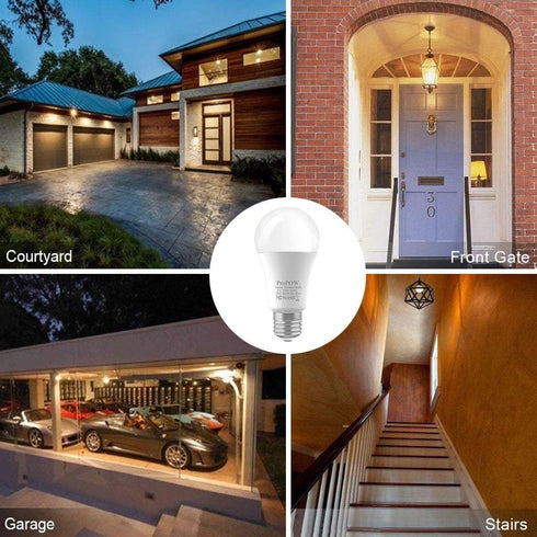 Radar Motion Sensor Light Bulbs, A19 12W (100 Watt Equivalent), Daylight E26, Auto On/Off Motion Detector for Outside,