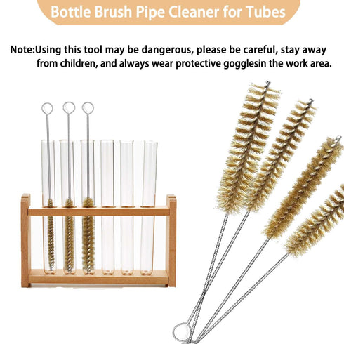 7Pcs Brass Tube Brushes Bottle Brush Wire Tube Brushes, Long Wire Cleanling Brushes Tube Cleaning Lab Brushes Straw Cleaner Brush Wire Bottle Brush Pipe Cleaner for Tubes,Bottle,Glass