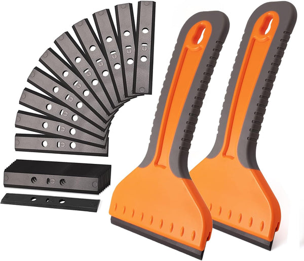 NEWISHTOOL 4-inch Plastic Razor Blade Scraper, 2 PCS Big Blade Paint Scraper