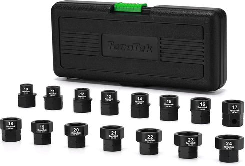 TecoTek 15-Piece 1/2-Inch Drive Metric Low Profile Impact Socket Set, Stubby Socket