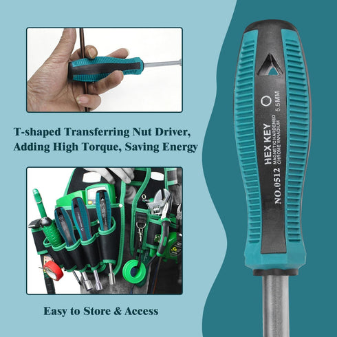Utoolmart Socket Wrench Screwdriver, 5.5mm Non-Magnetic Tip Hex Nut Driver with 75mm Cr-V Steel Round Shaft