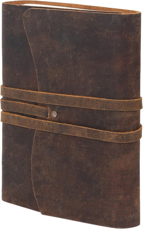 Handmade Leather Journal, 7 x 5 Inches Daily Notepad for Men & Women, Unlined Paper for Artists and Sketching.