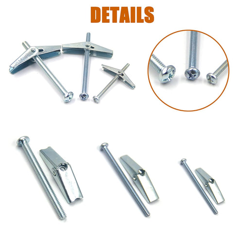 ISPINNER 24pcs Toggle Bolt and Wing Nut Assortment Kit, Heavy Items Drywall Hanging, 1/8" 3/16" 1/4"