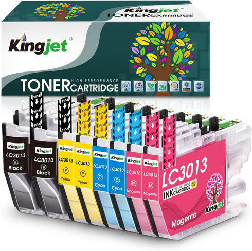 Kingjet LC3013 Ink Cartridges, 8 Pack Compatible for Brother LC3013 LC3011 Printers