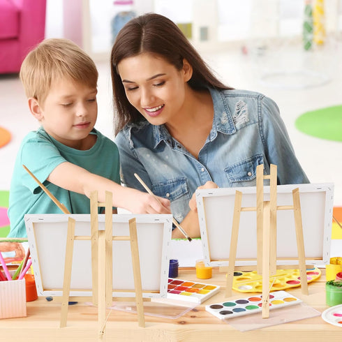 ESRICH 2 Pack 11.8" Wood Easels, Small Tabletop Display Stand for Painting, Kids Student Easels