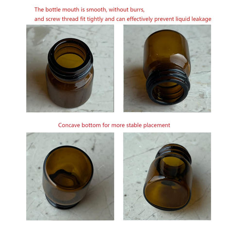 5ml Amber Glass Vials, 12PCS with Screw Caps and Plastic Stoppers, Small Brown Leak-Proof Liquid Sample Vial