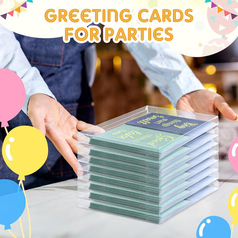 Sintuff 100 Pcs Clear Box for Greeting Cards - 5.39 x 7.36 x 1 Inches Plastic Storage for Photos