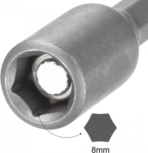 uxcell Quick-Change Nut Driver Bit, 1/4" Hex Shank 8mm Magnetic Nut Setter Drill Bits, 1.89" Length, 2 Pcs