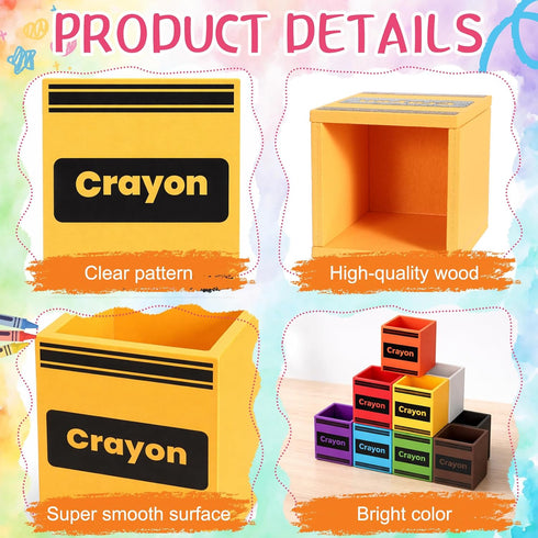 Maitys 13 Set 12 1 Pcs Crayon Holder Organizer Cups on Stand Wooden Colored Pen Holder Crayon Dispenser Classroom