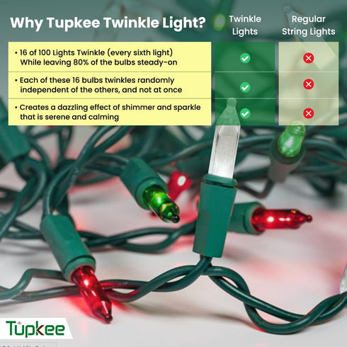 16 100 Bulbs 24.75 Christmas LED Random Twinkle Lights - of Twinkle - LED Red, Green, and Cool White Christmas Tree