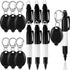 Zonon 12 Pcs Mini Flashlight Keychain Permanent Markers, Classic Black Bullet Tip for Nurse Badge Key Rings