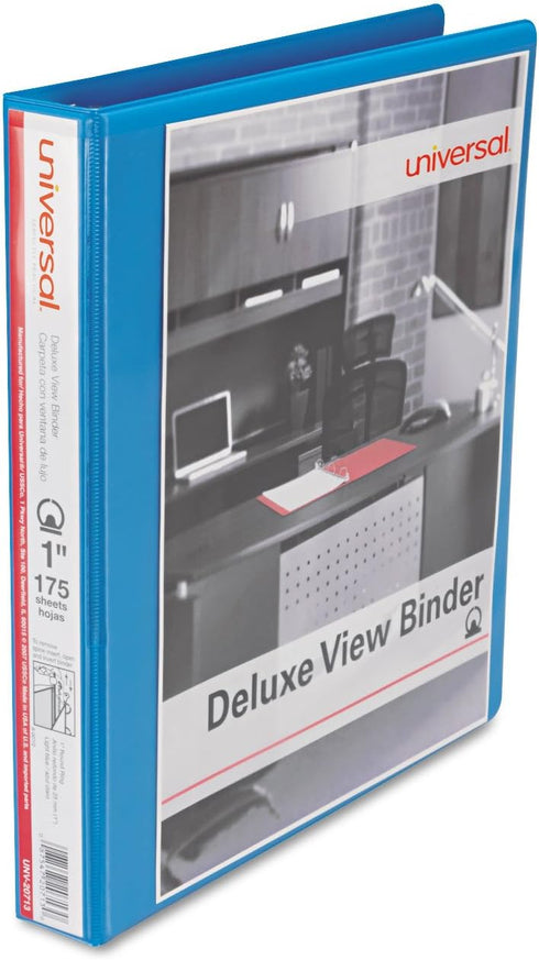 Universal UNV20713 11 in. x 8.5 in. 1 in. Capacity 3 Rings Slant D-Ring View Binder, Light Blue for Document Storage