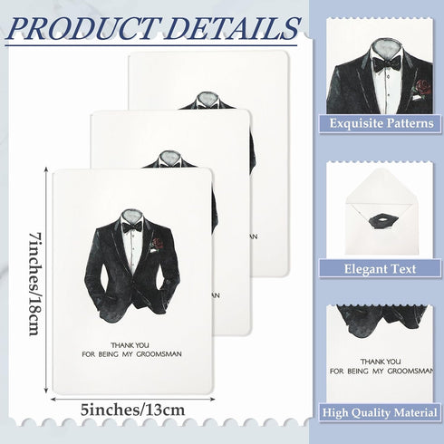 8 Set 4 5 Inch Yinkin Wedding Thank You Cards with White Envelopes for Being My Groomsman Bridesmaids x Blank Wedding