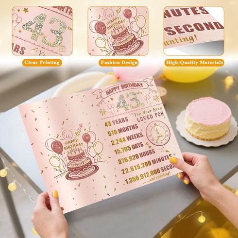 VivaGem 43rd 43 Birthday Card, Happy Birthday Decorations for Women, Sweet Year Old Birthday Gifts for Her, Unique