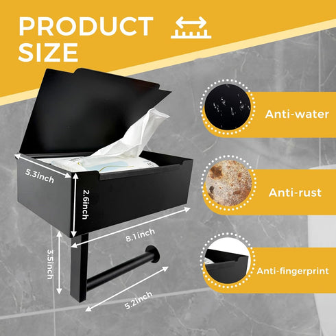 Baooery Toilet Paper Holder with Shelf, Toilet Paper and Wipes Holder, Wipes Dispenser and Storage, Stainless Steel