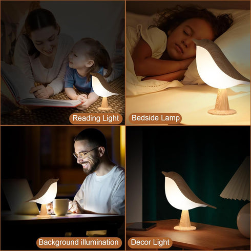 Dimmable 3 VoMii Bird Desk Lamp, Small Table Lamp Cordless Touch Night Light with Color Temperature, Rechargeable