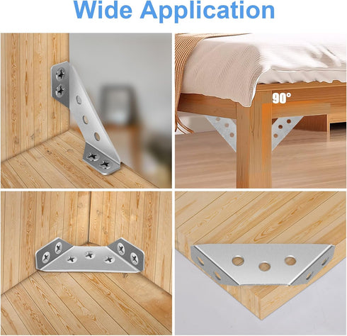 Sissinda 20Pcs (20 Universal Stainless Steel Furniture Corner Connector, Angle Corner Bracket with Screws, Corner