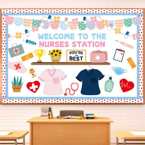 Joffetii 79Pcs School Nurse Bulletin Board Decorations Set Welcome Back to School Classroom