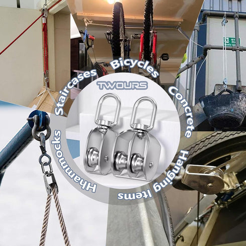 M20 Small Heavy Duty Pulley: 304 Stainless Steel Single Block Swivel Bearing System for Rigging, Lifting, Gym Equipment
