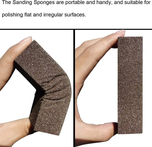 10 Pack 180 Grit Sanding Sponge – Washable & Reusable Sanding Blocks for Pot, Pan, Brush, Glasses, Wood