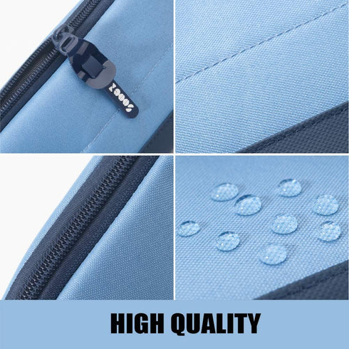 Sooez Wide-Opening Pencil Pen Case, Aesthetic Blue Pencil Pouch, Lightweight & Spacious Zipper Stationery Bag for