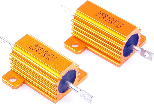 25 Watt 100 Ohm 5% Wirewound Resistor, Electronic Aluminium Shell Resistor, Gold (Pack of 2)