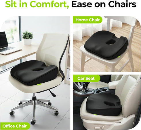 Tailbone AUVON Innovative Donut Pillow Hemorrhoids Scientific Center Hole and Cutout, Orthopedic Pain Relief Donut Seat