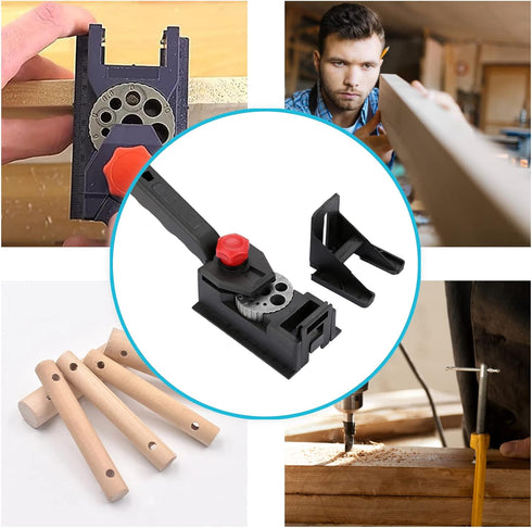 Drilling Wood Dowel Straight Hole Adjustable Jig, Woodworking Carpentry Positioner Locator Tool