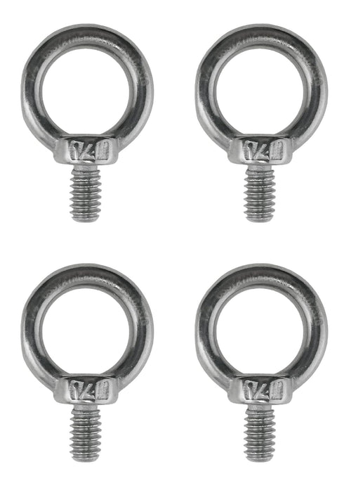 US Stainless 4 Pieces Stainless Steel 316 1/4" Lifting Eye Bolt 1/4" UNC Marine Grade Pitch