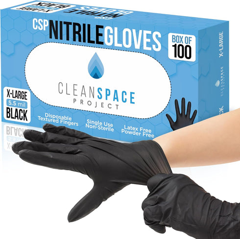 Disposable Nitrile Gloves, Latex and Powder Free, Food Safe Cooking Gloves - Black
