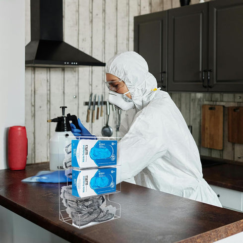 -2 1 Settings, Countertop SEANADO Safety Glasses Dispenser Glove Box in Dustproof Acrylic Bin Holder for Protective