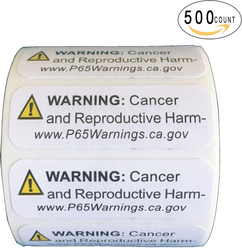 FirstZi California Prop 65 Warning Labels - CA P65 Sticker Paper Sign - 0.5x1.5 Inches - 500 Stickers per Roll