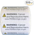 FirstZi California Prop 65 Warning Labels - CA P65 Sticker Paper Sign - 0.5x1.5 Inches - 500 Stickers per Roll